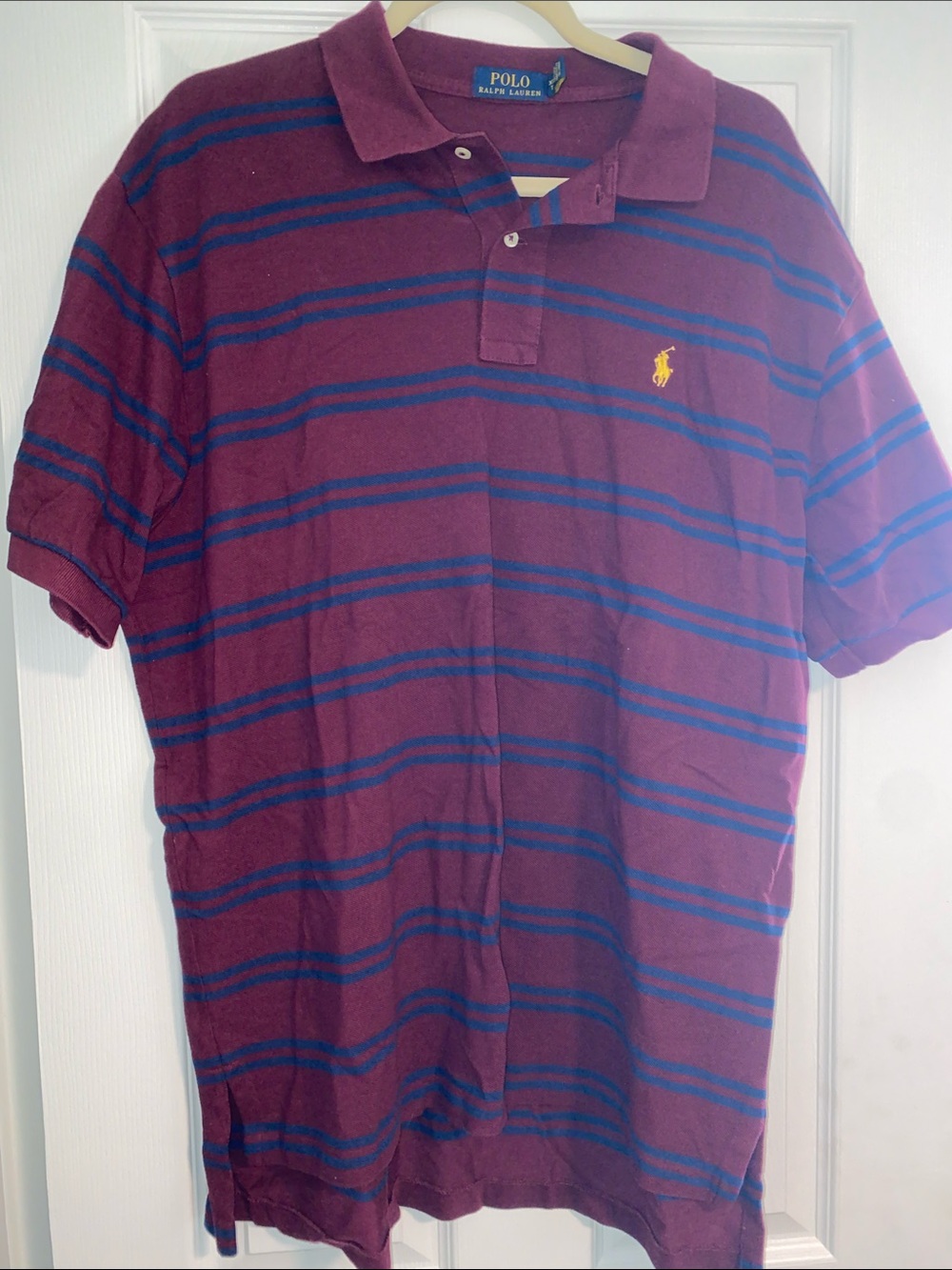 Polo by Ralph Lauren Maroon Polo with Navy Stripes